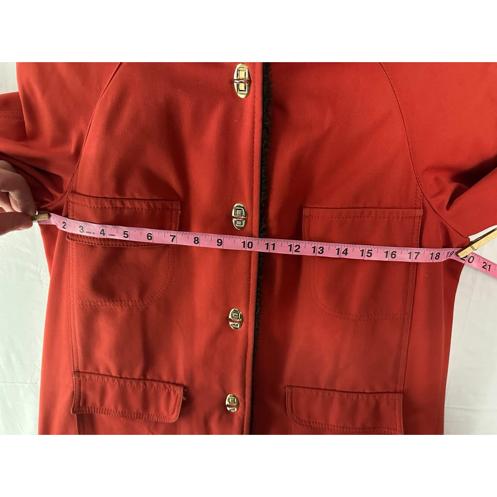Vintage 1960s Forecaster of Boston Rust Hood Coat w Faux Fur Lining Mod |Indie-M - Picture 12 of 14